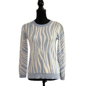 Alashan Women's Cotton Cashmere Sweater Light Blue Pattern Long Sleeve Size XS